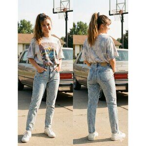 Vintage JCPenney Plain Pockets Acid Wash Jeans Distressed High Rise 25x28 USA